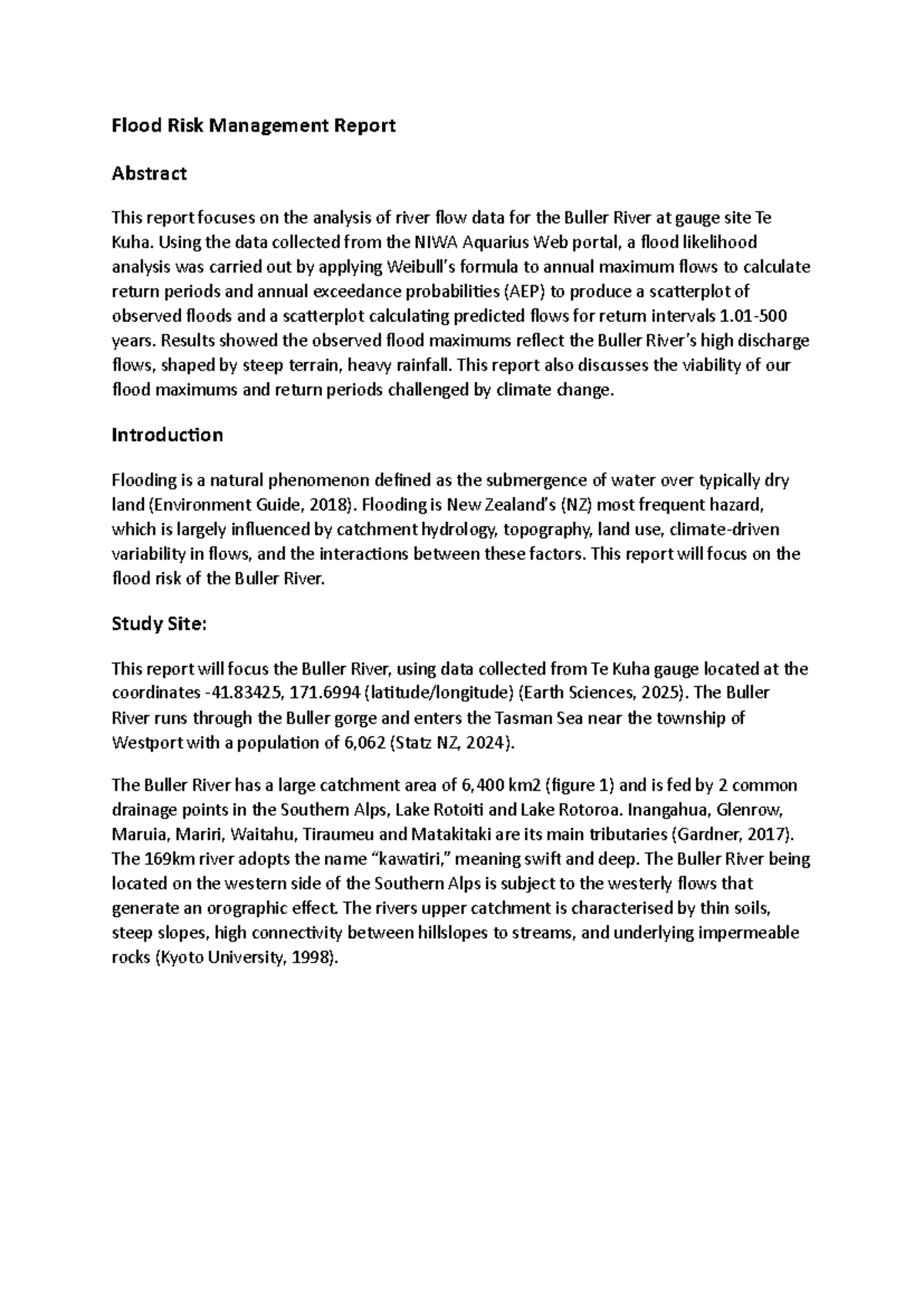 GEOG215 Flood Risk Assessment of the Buller River: A Comprehensive ...