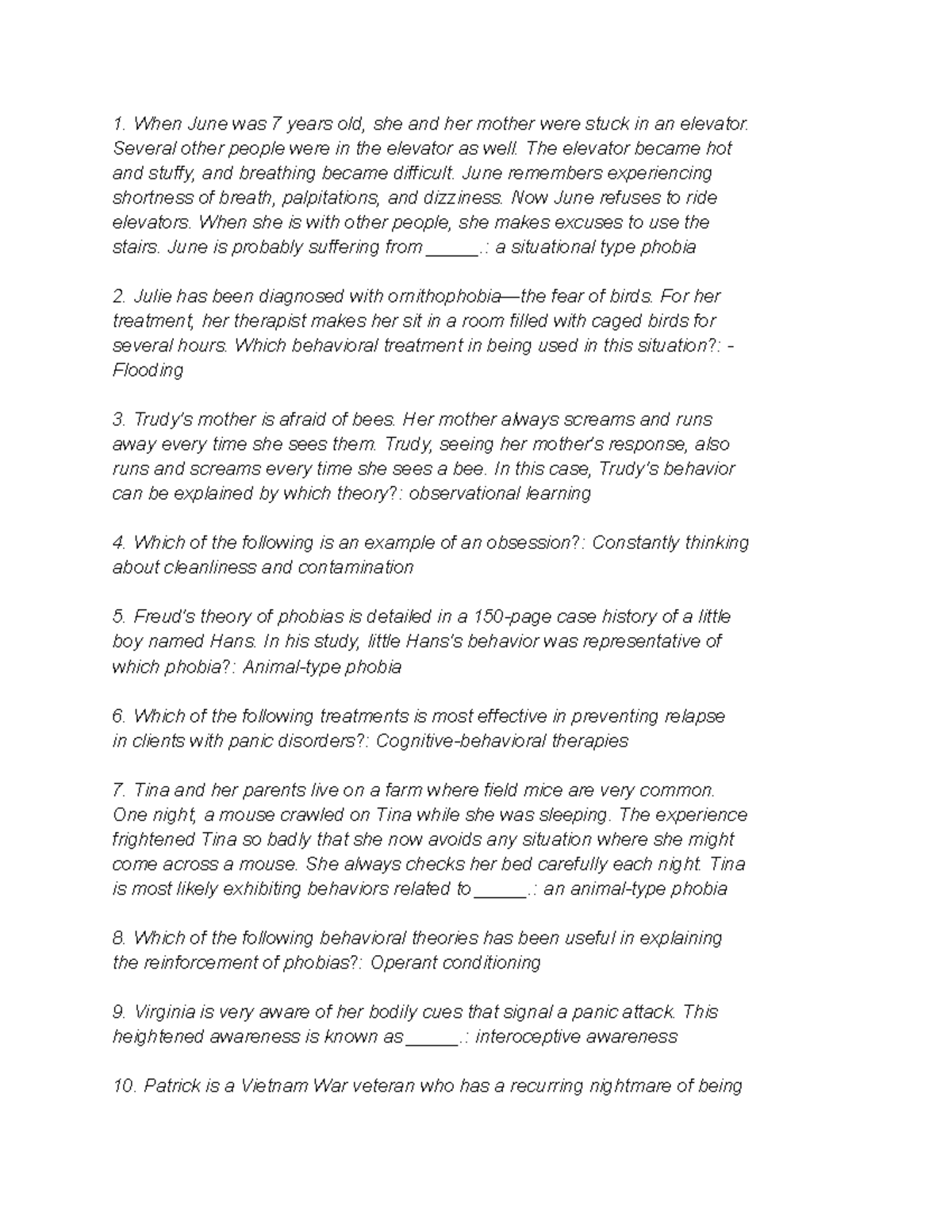 Psychology 101: Chapter 5 Review on Phobias and Anxiety Disorders - Studocu