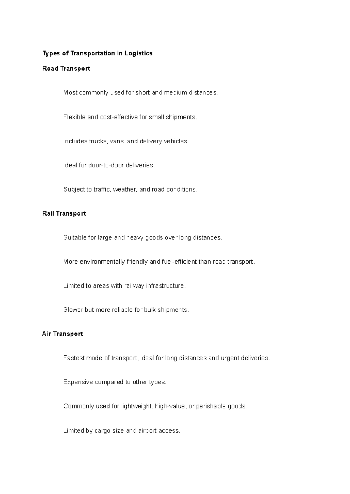 Types of Transportation in Logistics: Road, Rail, and Air Overview ...