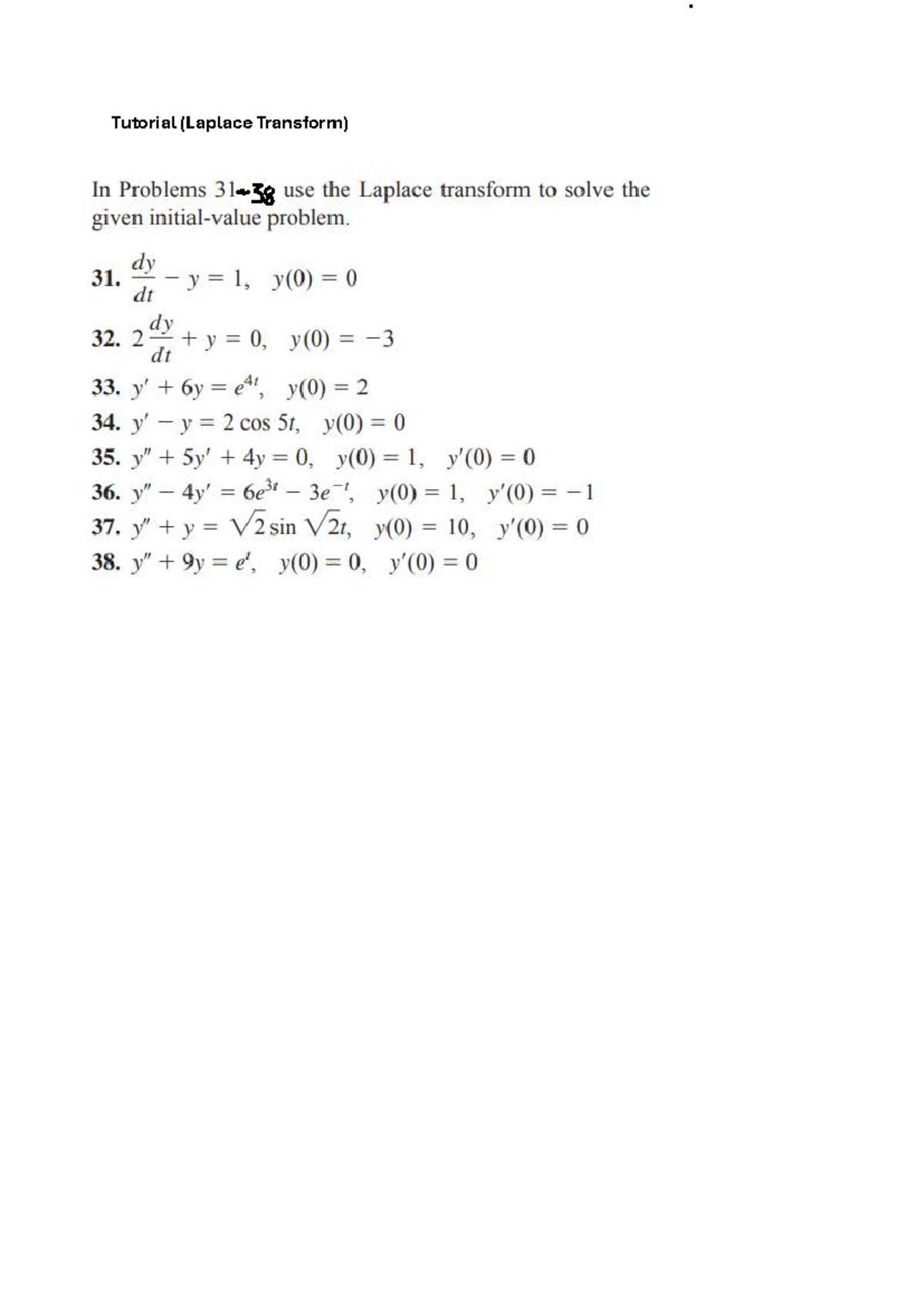 Tutorial on Laplace Transform - Studocu