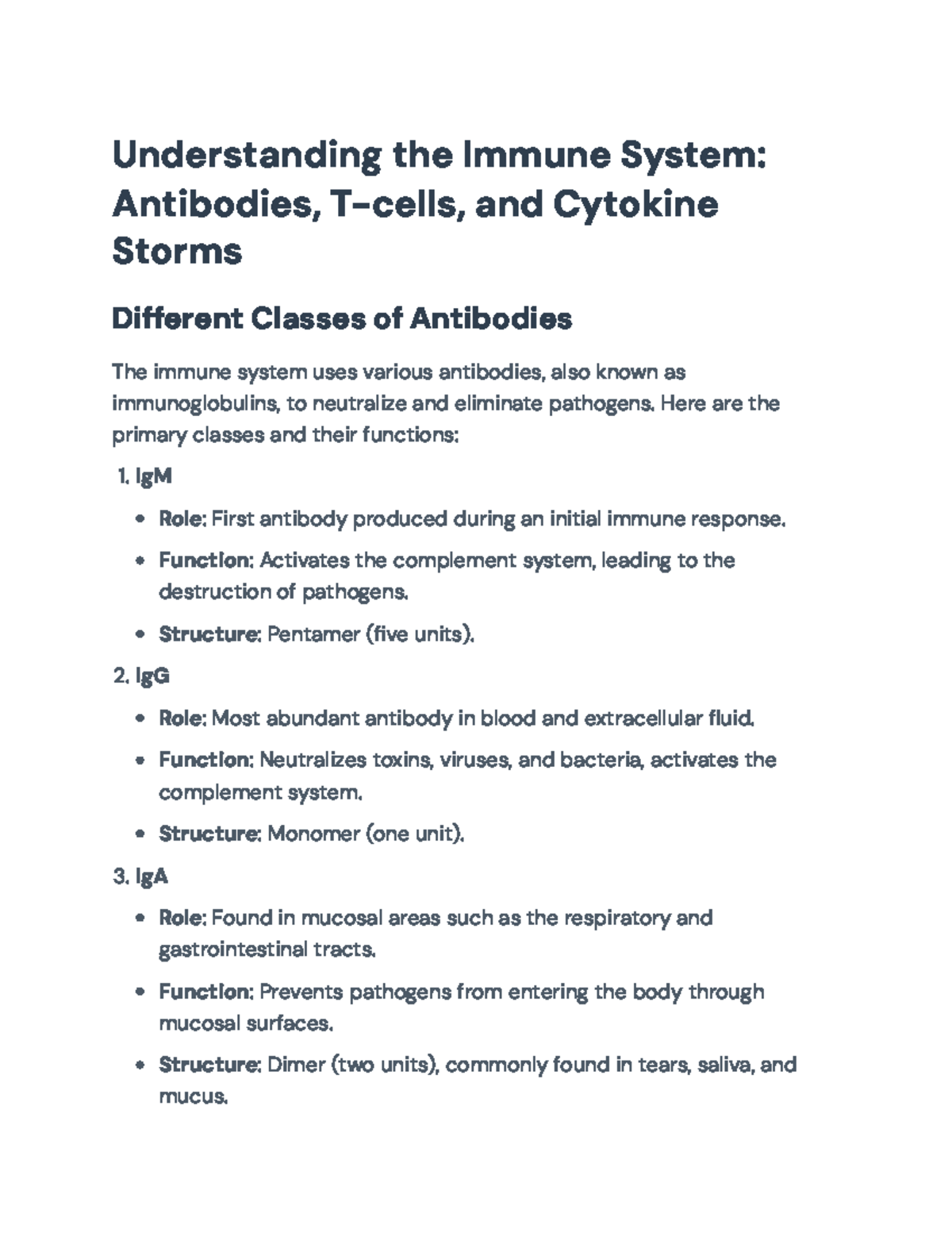 Understanding the Immune System: Antibodies, T-Cells, and Cytokine ...