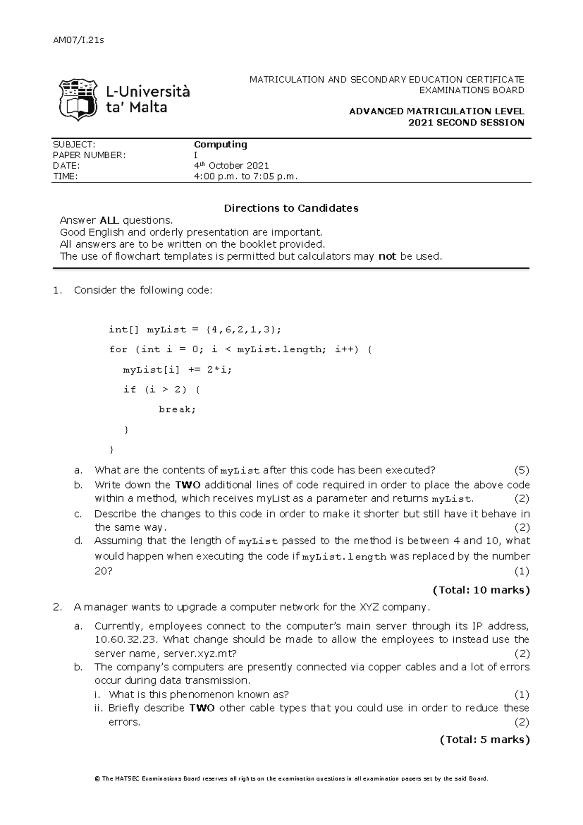 IM01.20m Accounting Intermediate Matriculation Exam Paper 2020 - Studocu