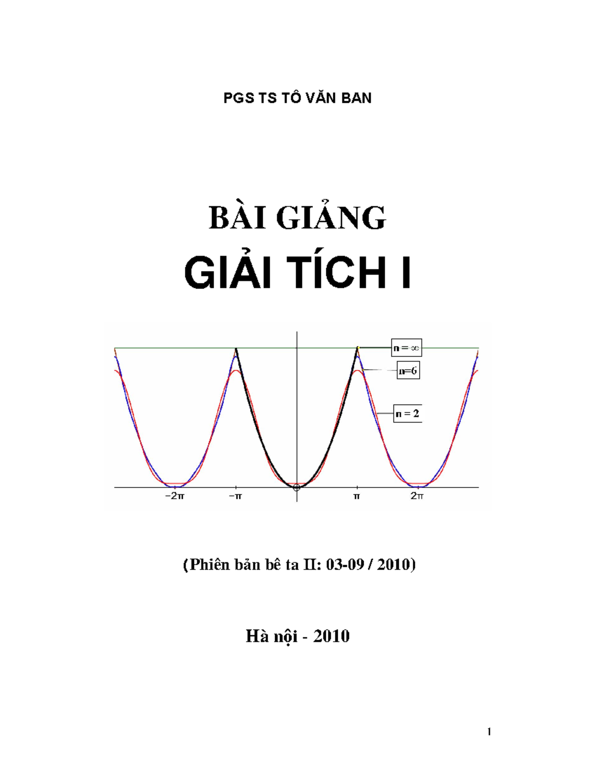 Tài liệu GIẢI TÍCH I – PGS TS TÔ VĂN BAN (Phiên bản bê ta II) - Document Preview