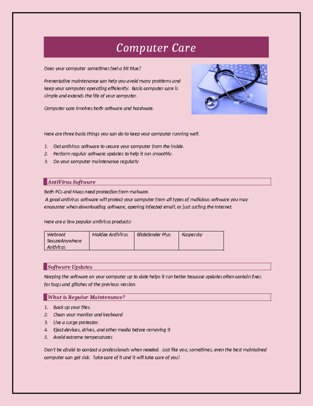 Computer Care Essentials: Key Maintenance Tips for Efficiency - Studocu