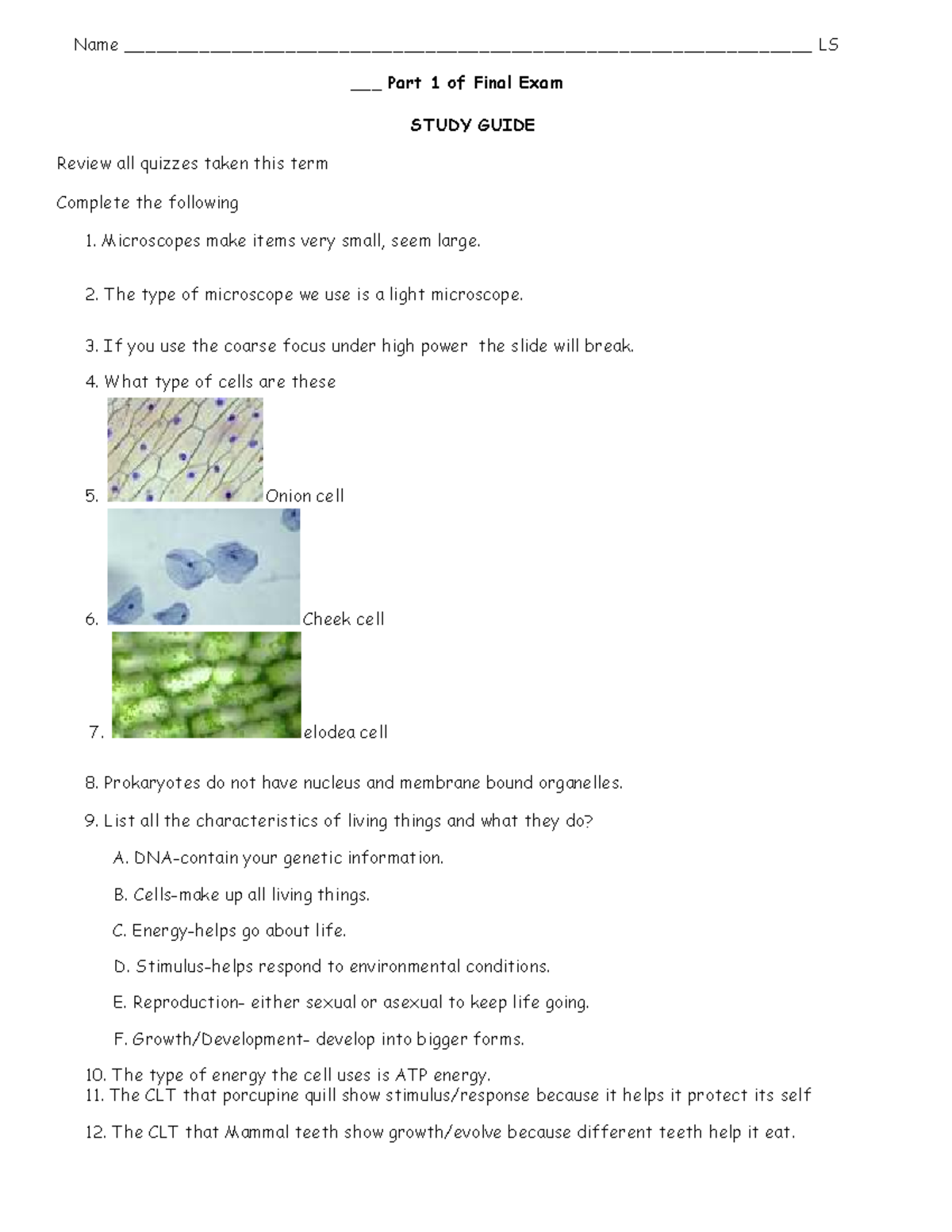 Biology Study Guide: Final Exam LS T1 2025 Review Notes - Studocu