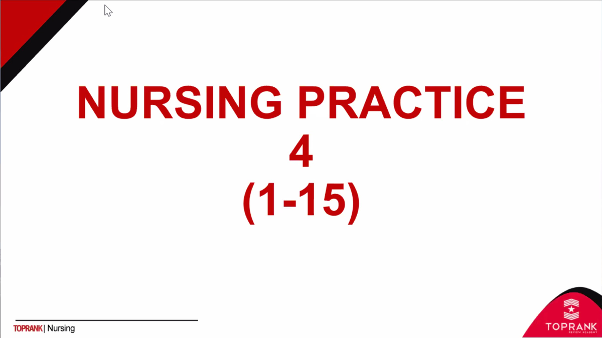 CD-NP4 - Notes - NURSING PRACTICE 4 Nursing TOPRANK REVISW ACADEMY ...