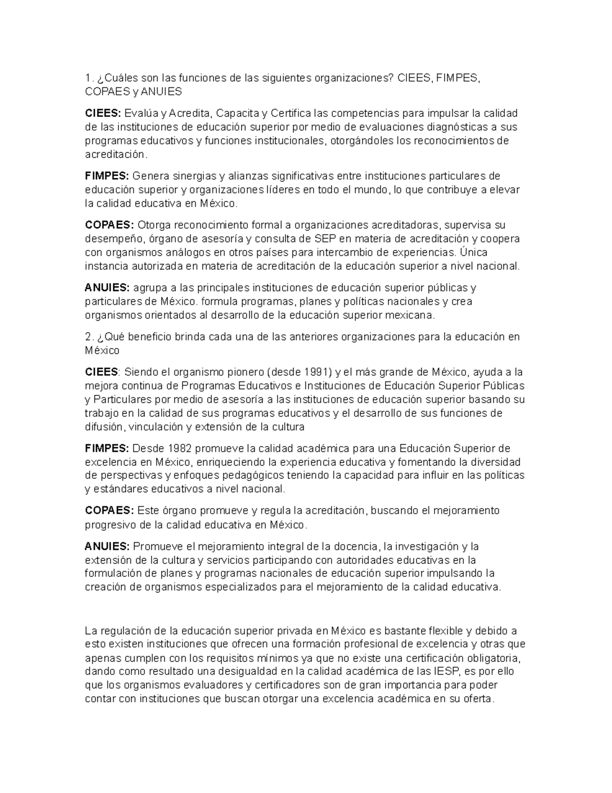 Funciones y Beneficios de CIEES, FIMPES, COPAES y ANUIES en México ...