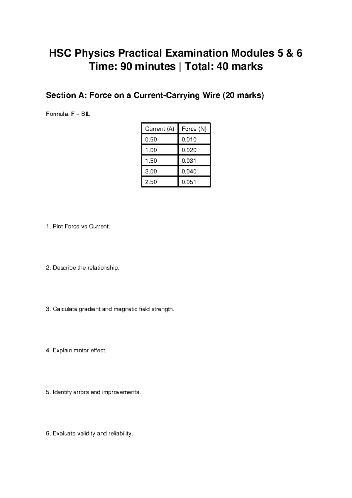 HSC Physics Practical Exam: Modules 5 & 6 Analysis and Solutions - Studocu