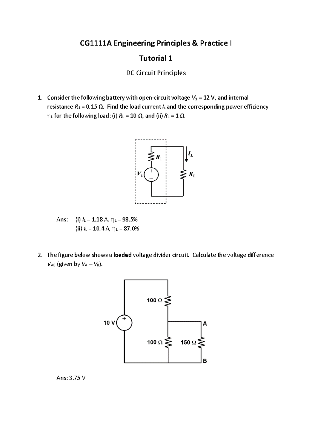 CG1111 A Tutorial 1 - Notes - CG 1111 A Engineering Principles ...