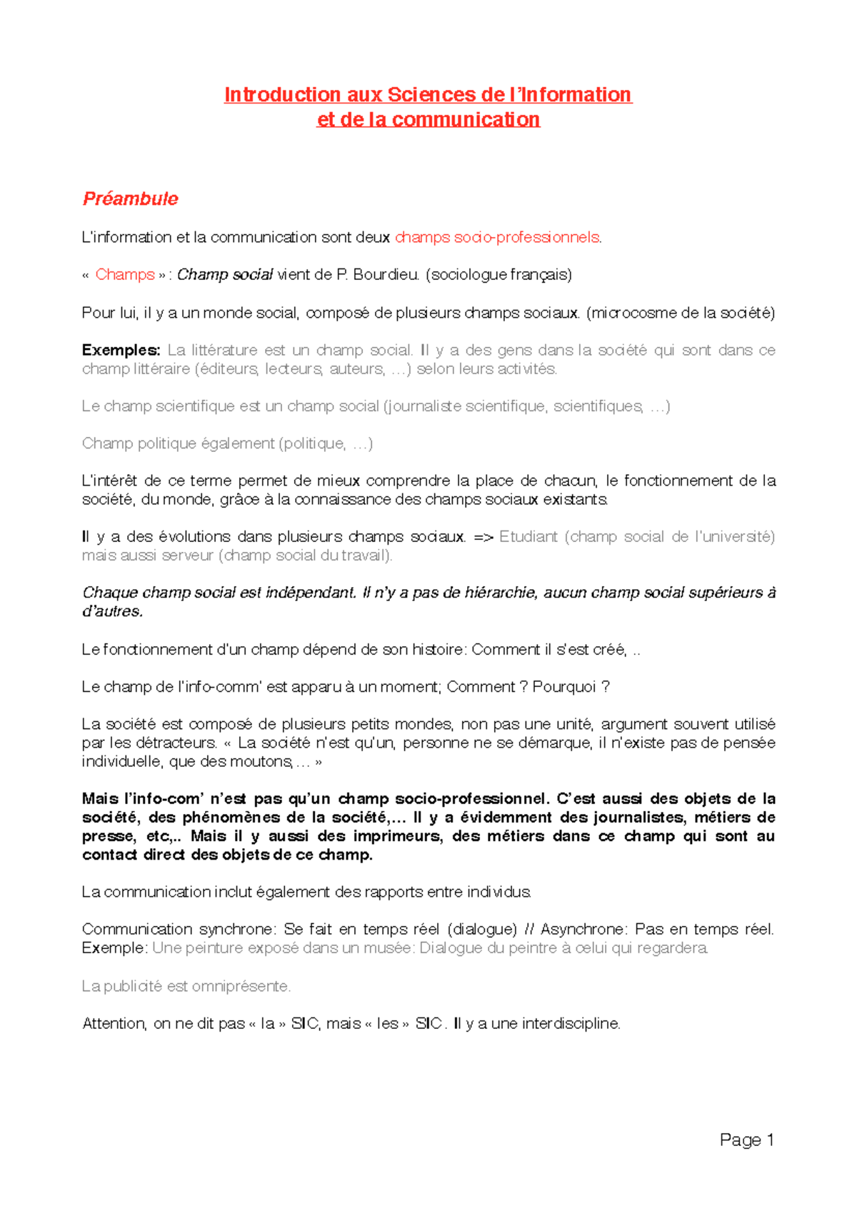 CM Introduction aux Sciences de l'Information et de la Communication ...