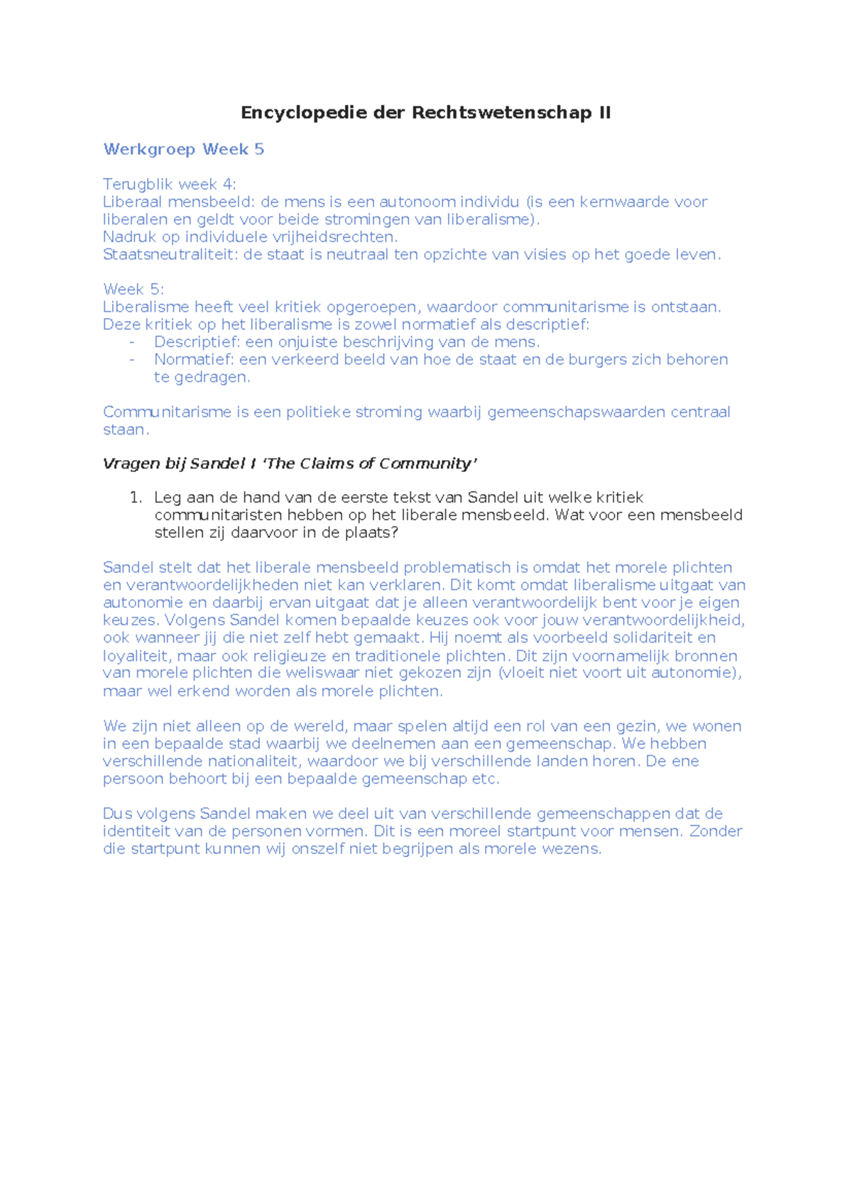 WG 5: Terugblik op Liberaal Mensbeeld en Communitarisme in ...