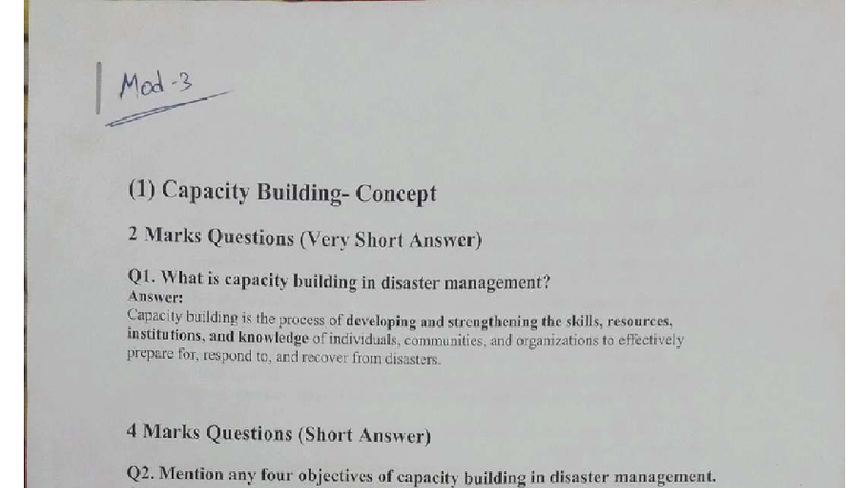 DM Module 3: Capacity Building and Structural Measures in Disaster ...