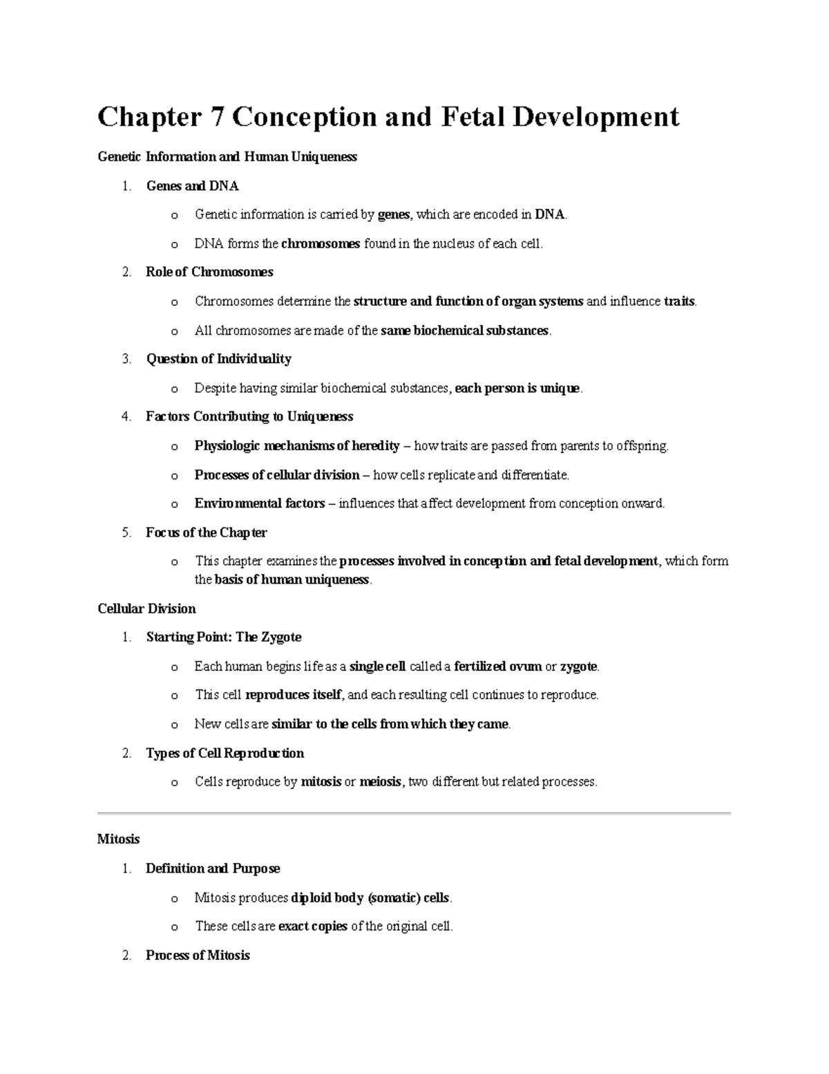 Chapter 7 - Conception and Fetal Development: Genetic Insights and ...