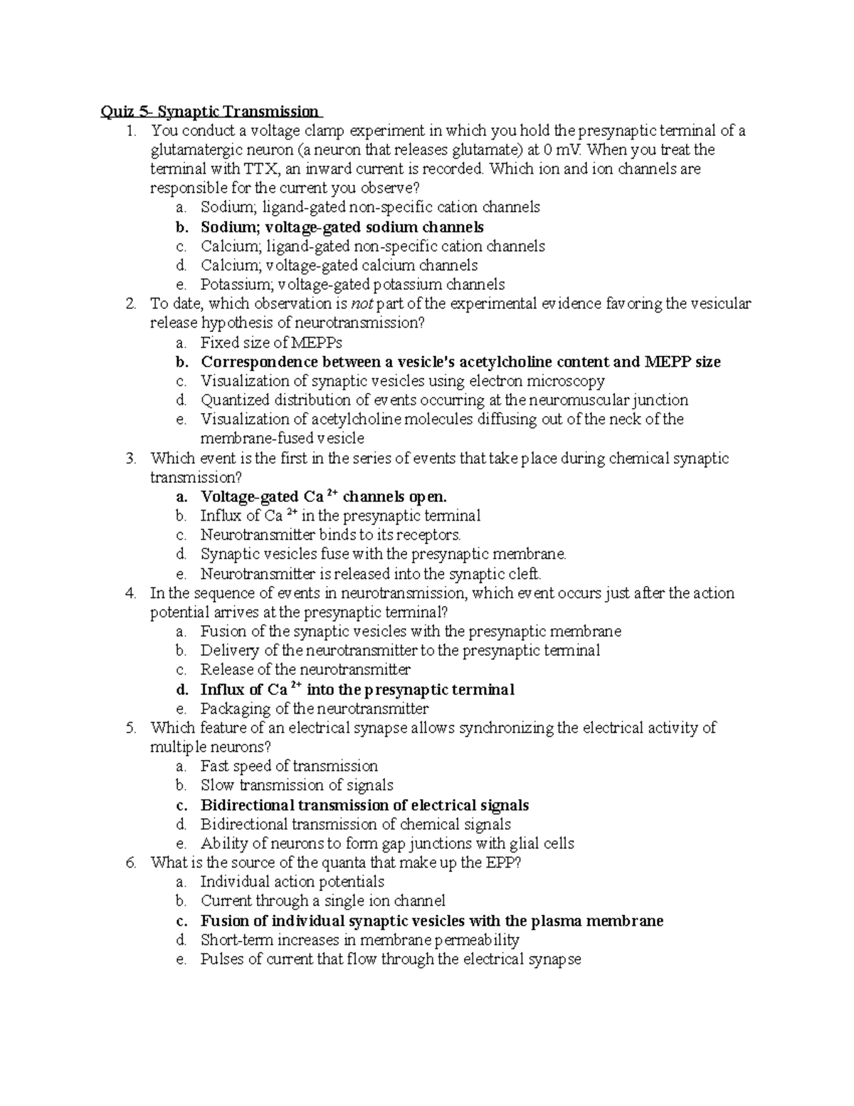 Neur306 Exam 2 Quiz Review: Synaptic Transmission & Neurotransmitters ...