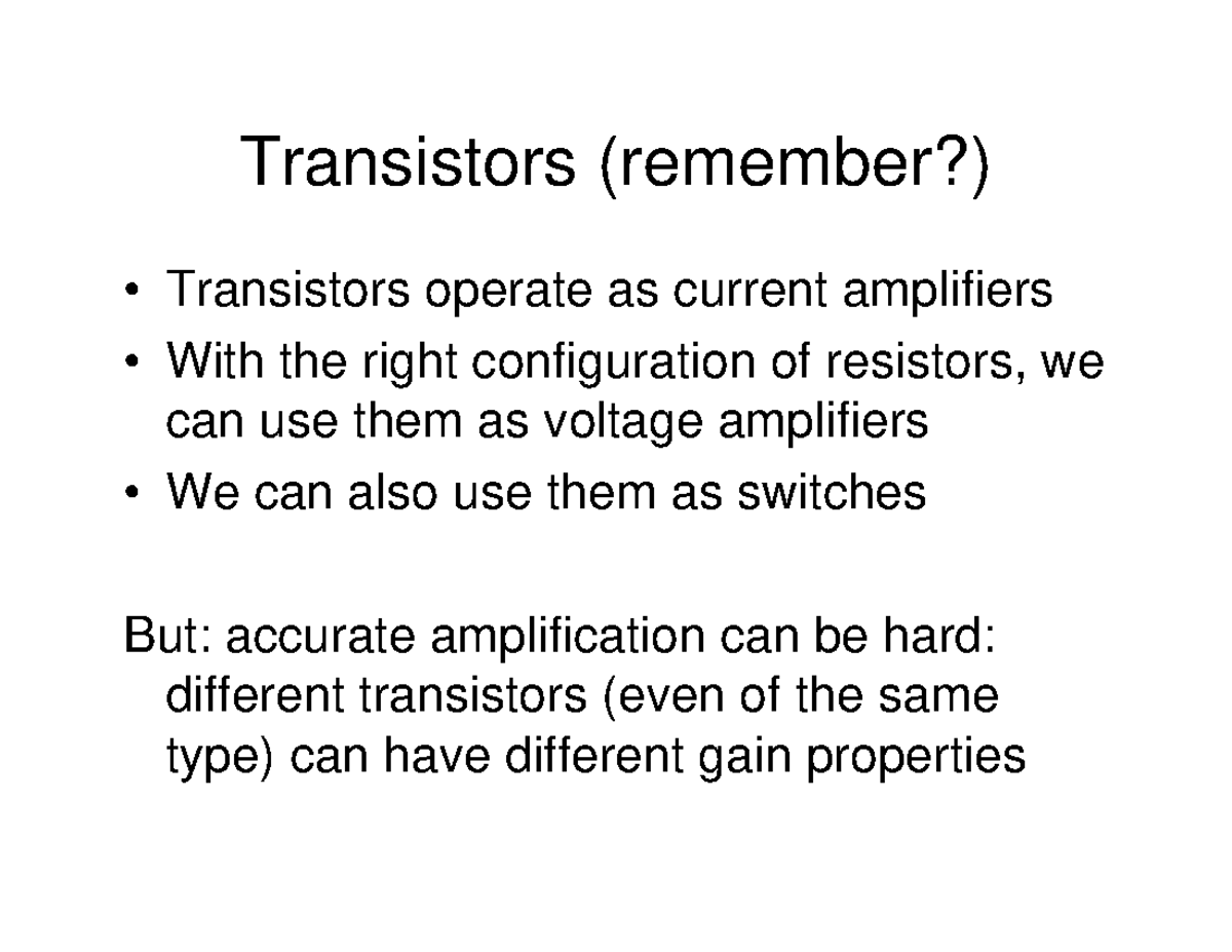 CSES Lecture Notes: Chapter 10 - Transistors & Op-Amps - Studocu