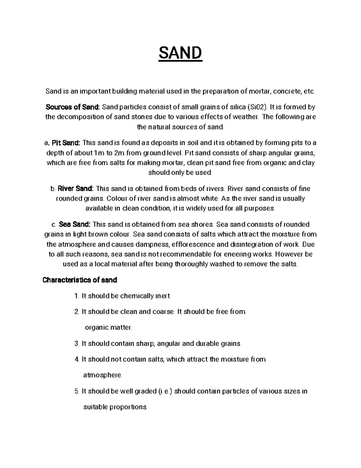 SAND - Building material and construction - SAND Sand is an important ...