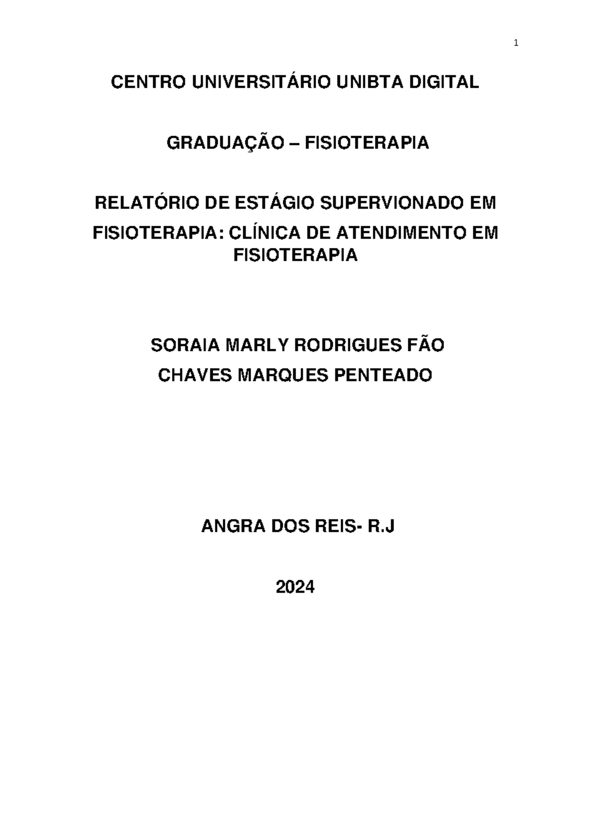 Relatório de Estágio Supervisionado em Fisioterapia - Cód. FIS 15 - Document Preview