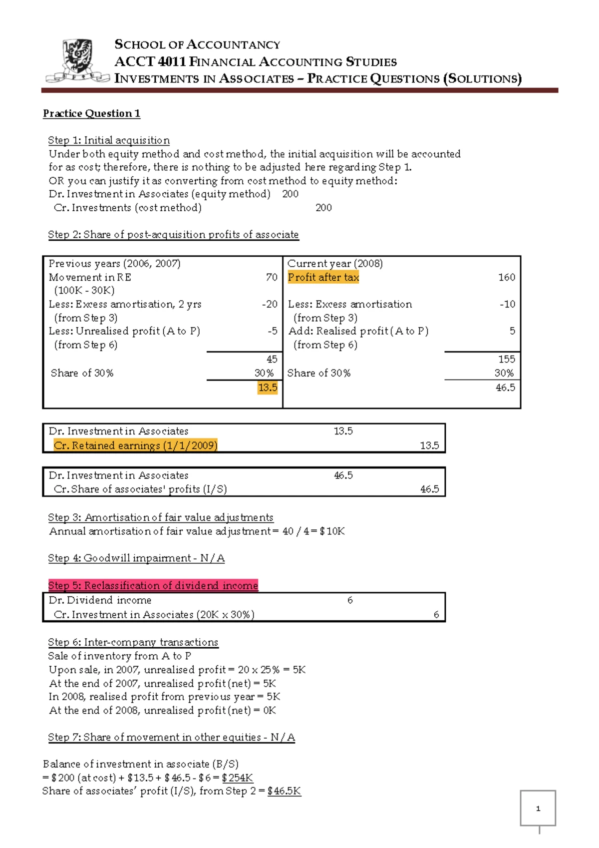 ACCT 4011 Assignment 1 - Solutions on Net Asset Recognition - Studocu