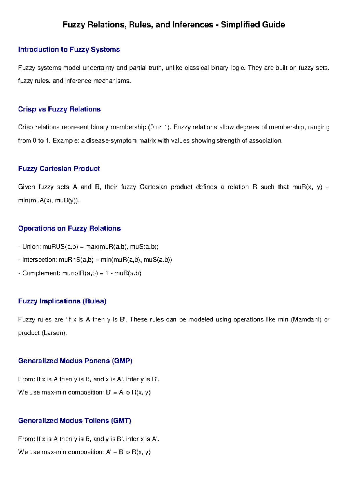 Fuzzy Matrix Example
