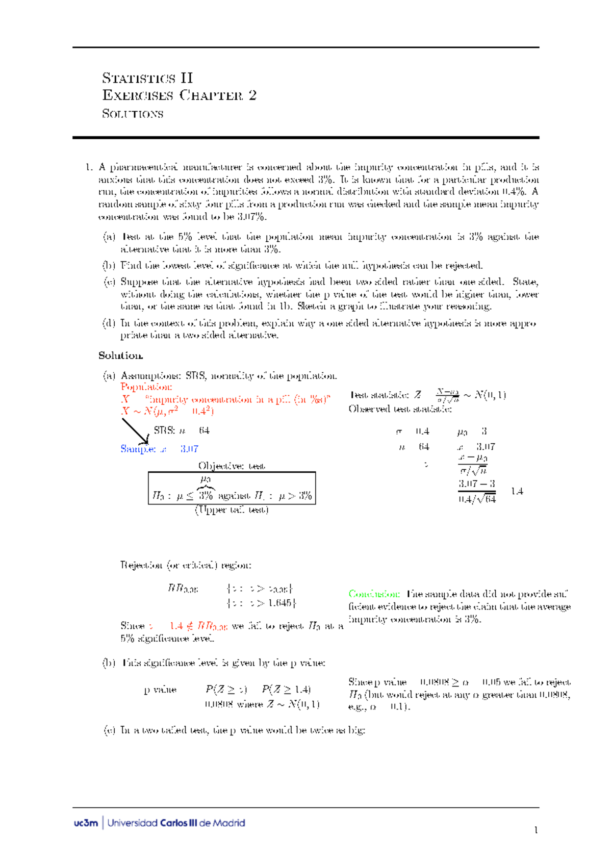 Statistics II Exercises Chapter 2 Solutions - Studocu