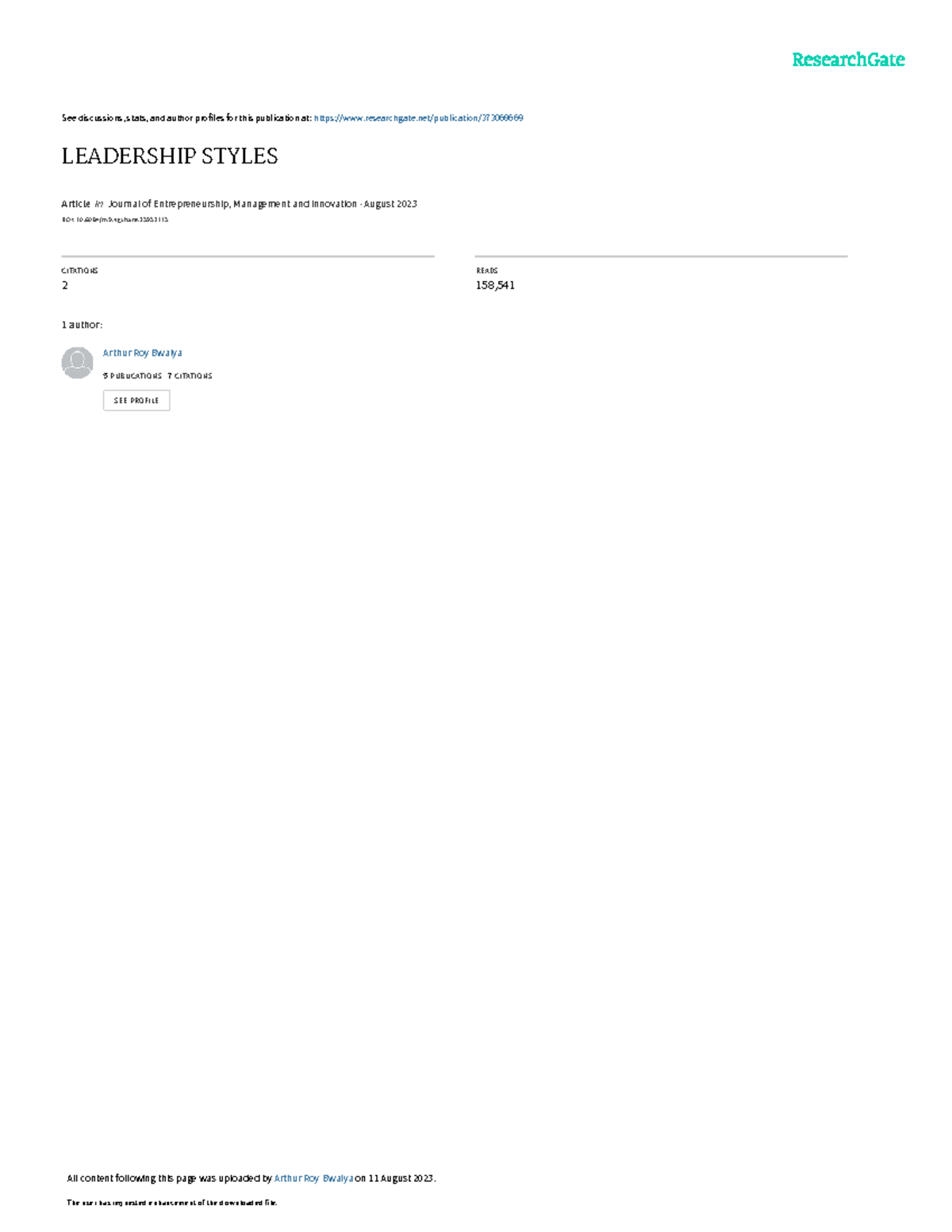 Leadership Styles: An Overview of Key Approaches and Examples - Studocu
