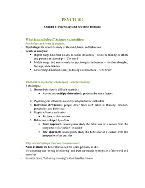 Psychology Chapter 16 Notes - Psychology Chapter 16 Psychoanalytic and ...
