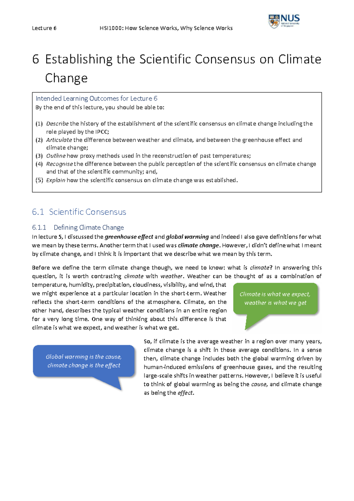 L06 Lecture 6: Understanding the Scientific Consensus on Climate Change ...