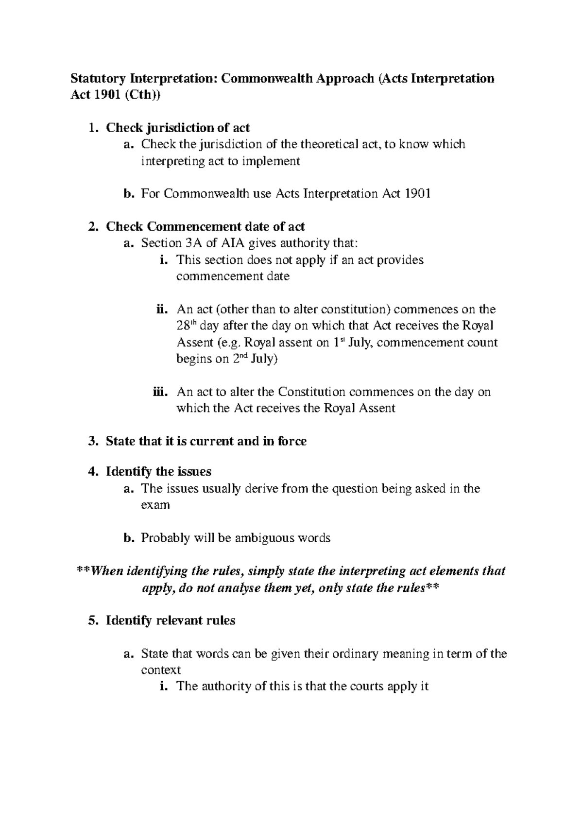 Statutory Interpretation Lecture Notes: Key Concepts & Processes - Studocu