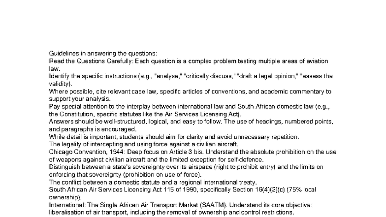 Guidelines for Answering Complex Aviation Law Questions: LAW OF ...