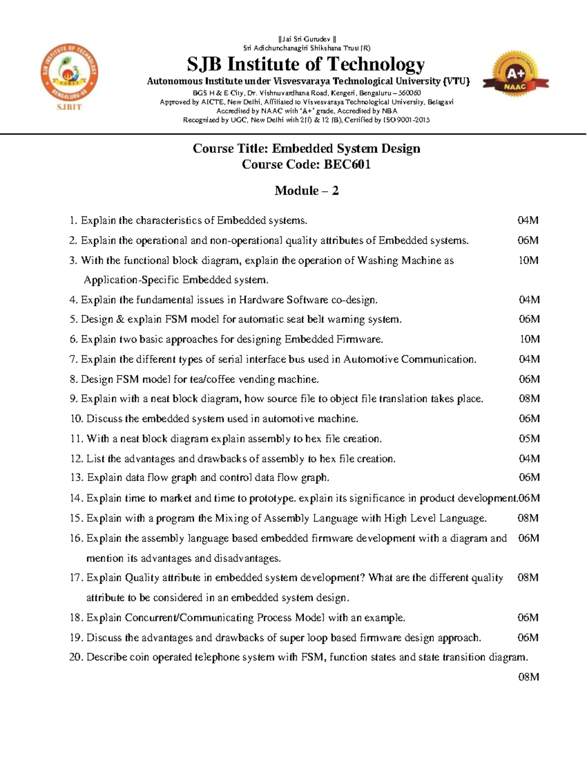 BEC601 Final Exam: Embedded Systems Overview and Key Concepts - Studocu