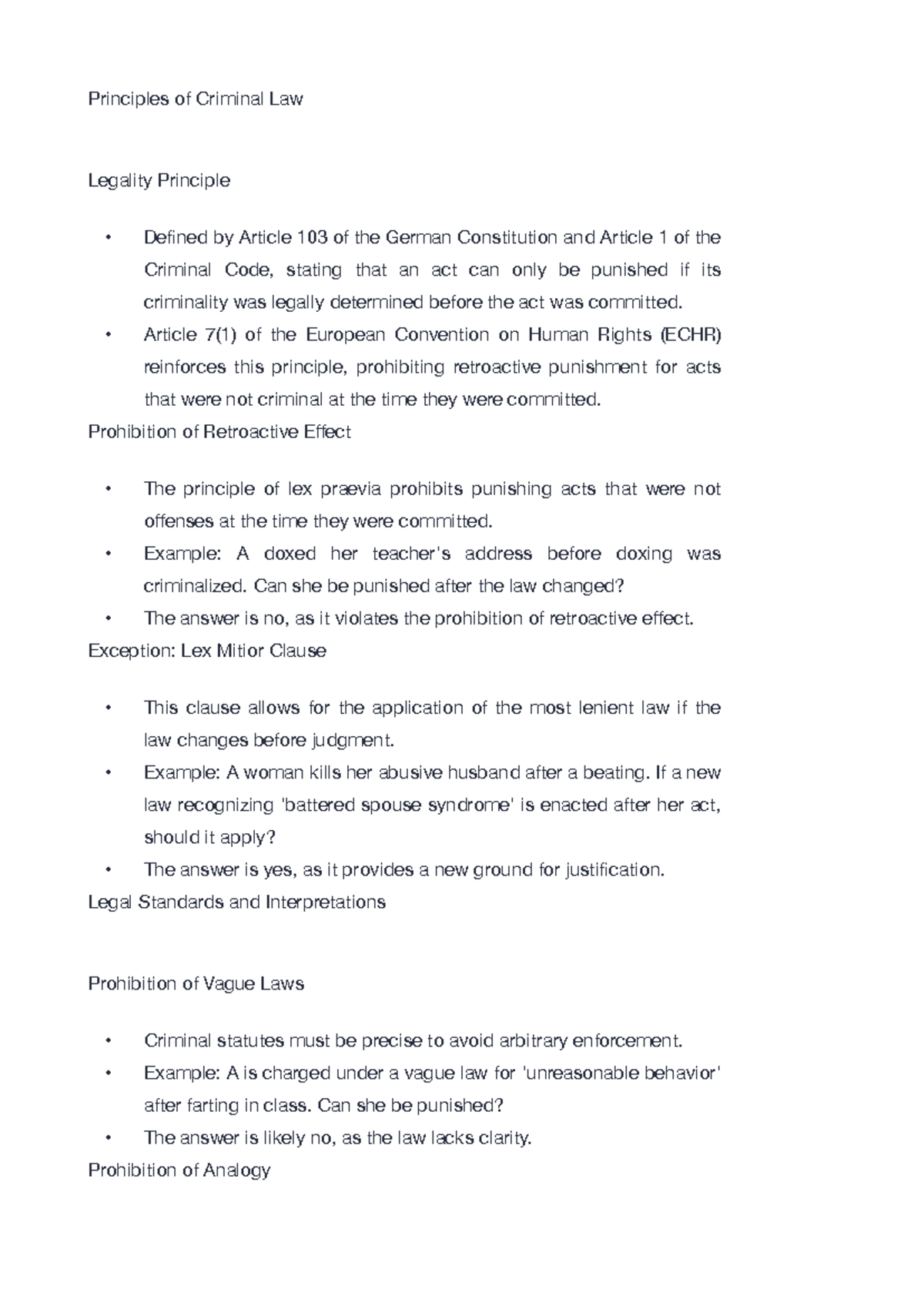 Principles of Criminal Law: Legality and Punishment Theories - Studeersnel