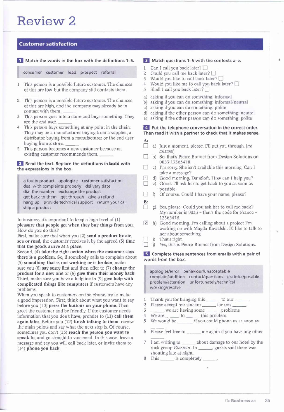 Review 2 - Customer Satisfaction Concepts and Telephone Skills - Studocu