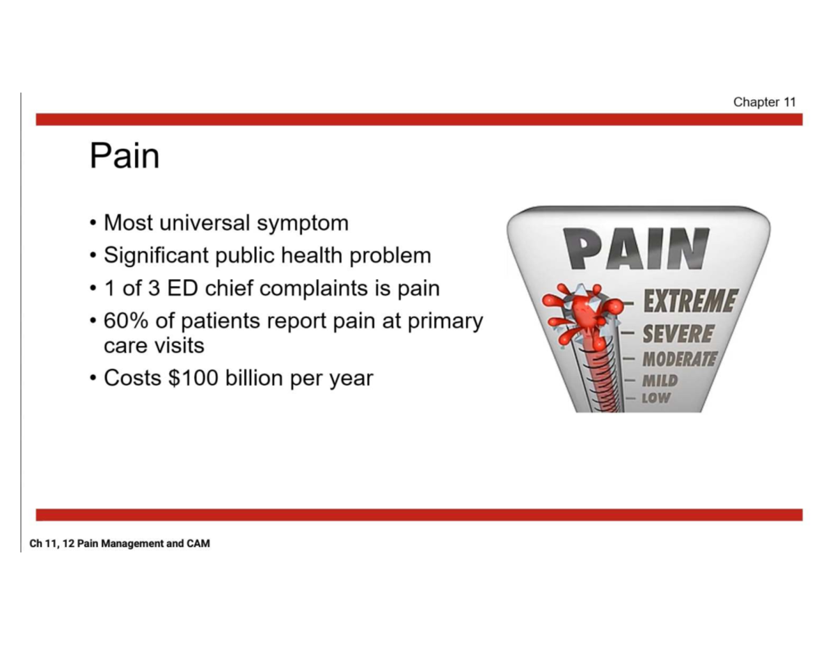 Medsurg Exam 2 Slide Notes: Chapter 11 Pain Management Overview - Studocu