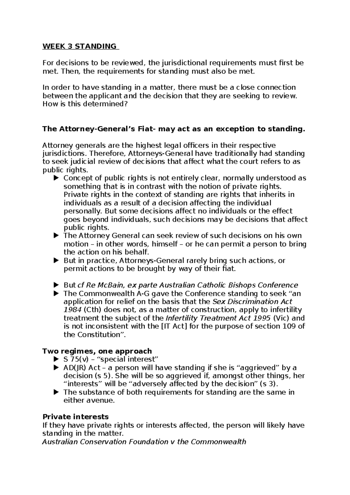 WEEK 3: Understanding Standing in Judicial Review - Key Concepts - Studocu