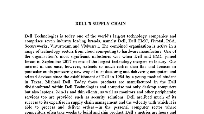 Case Study: Dell's Supply Chain Management Strategies - Studocu