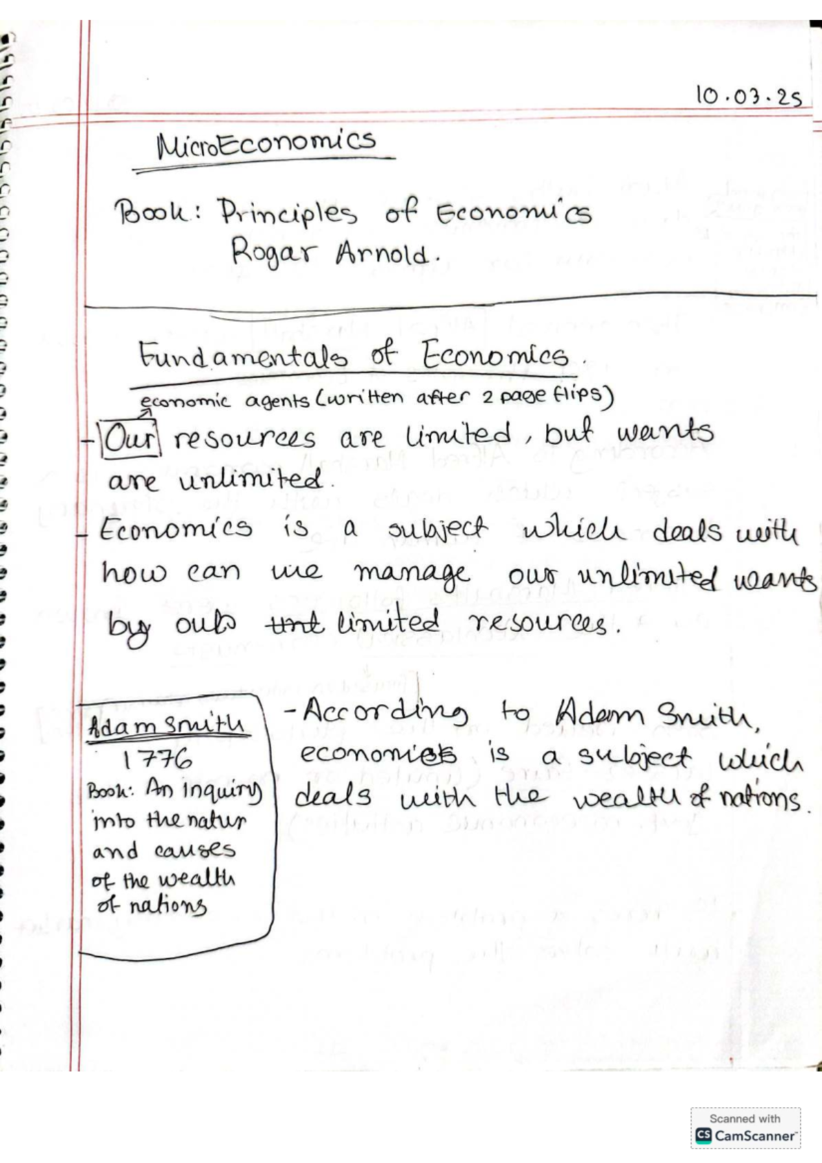 Econ 10.03.25 Midterm Class Notes: Principles of Economics Overview ...