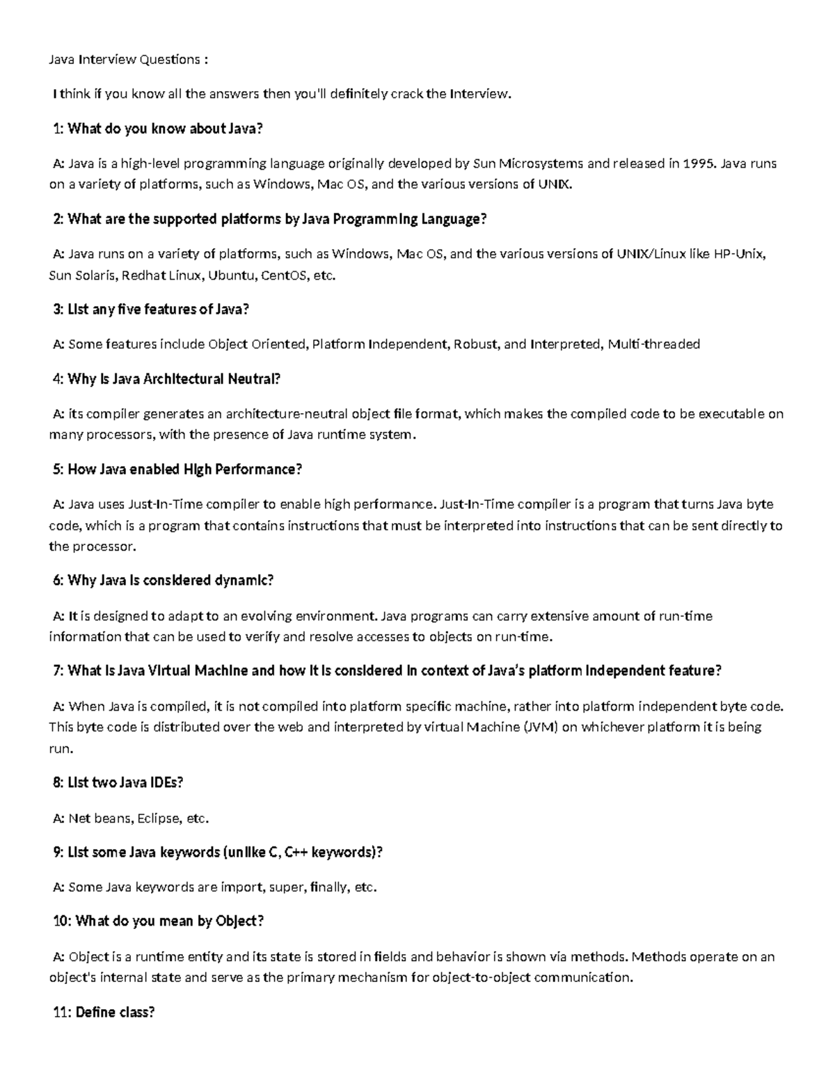 Java Interview Questions: Essential Concepts and Answers for Success ...