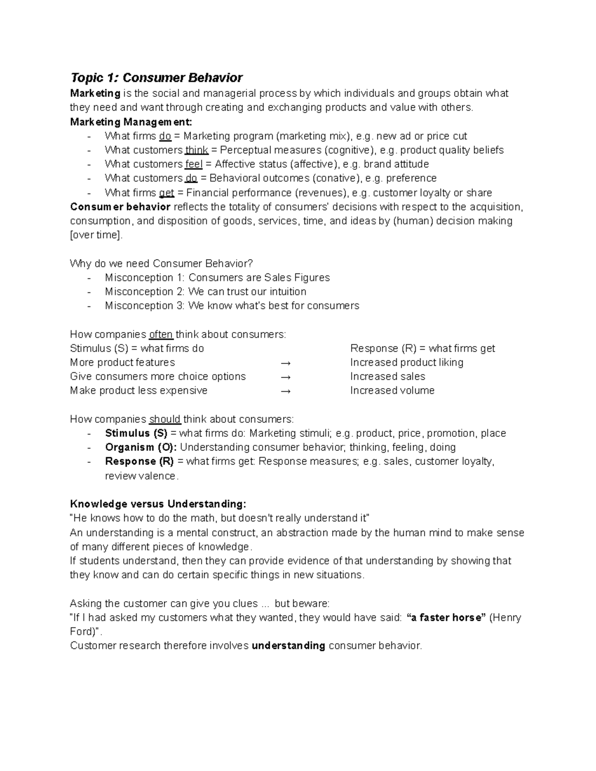 Consumer Behavior & Marketing Summary (CM101: Topic 1-5) - Studeersnel