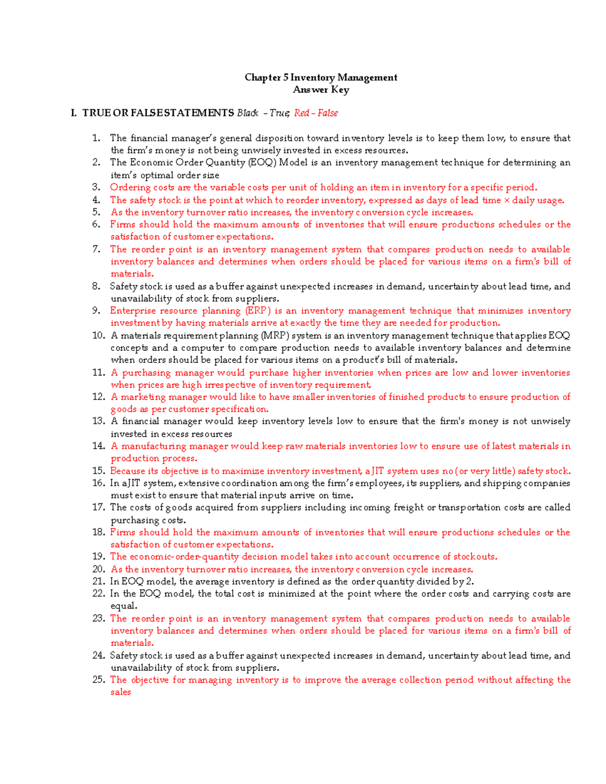 05 Inventory Management Exercises Answer Key - Chapter 5 - Studocu