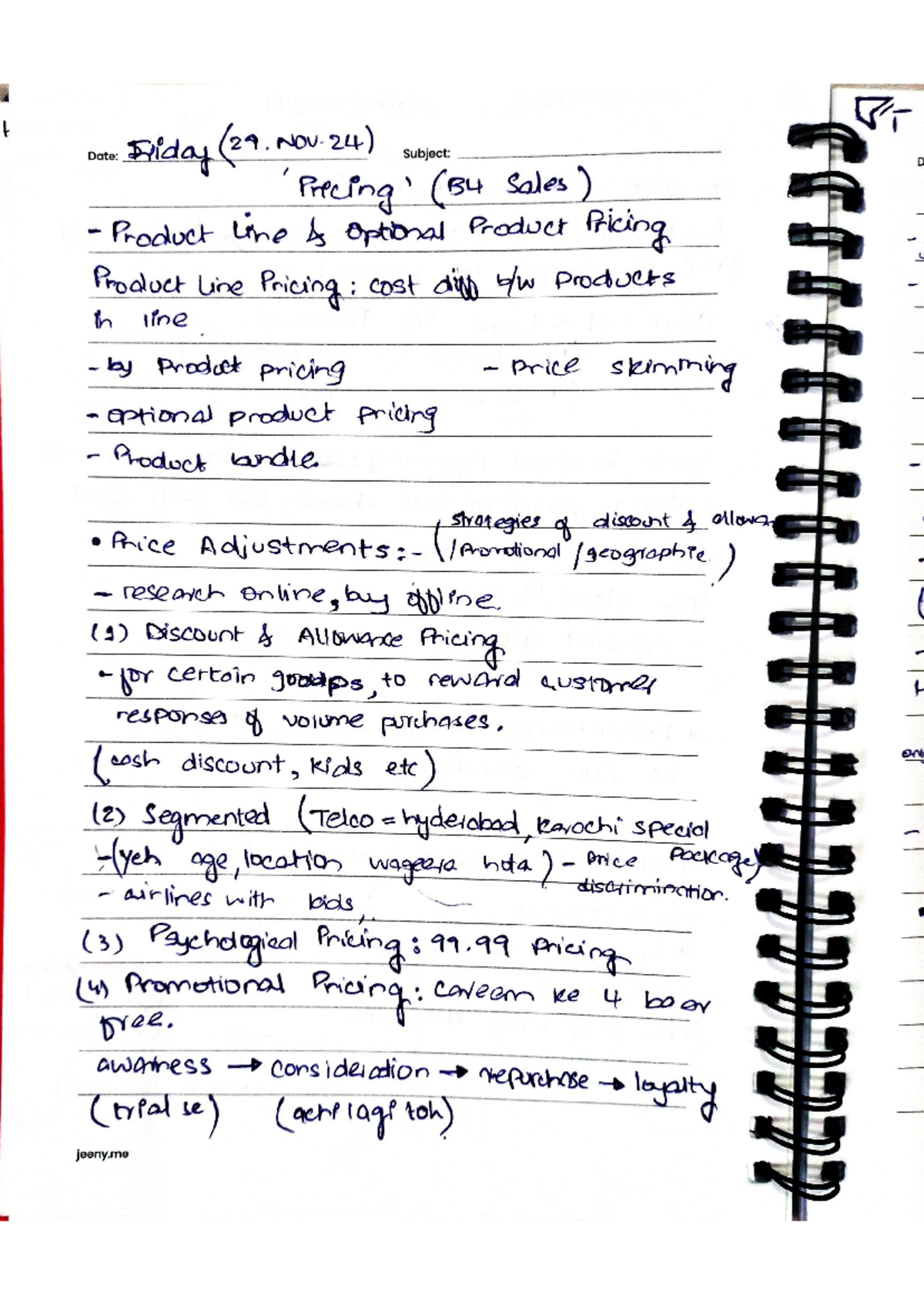 Document 41 - Classnotes - Date: Friday (29. Subject: (B4 Sales ...