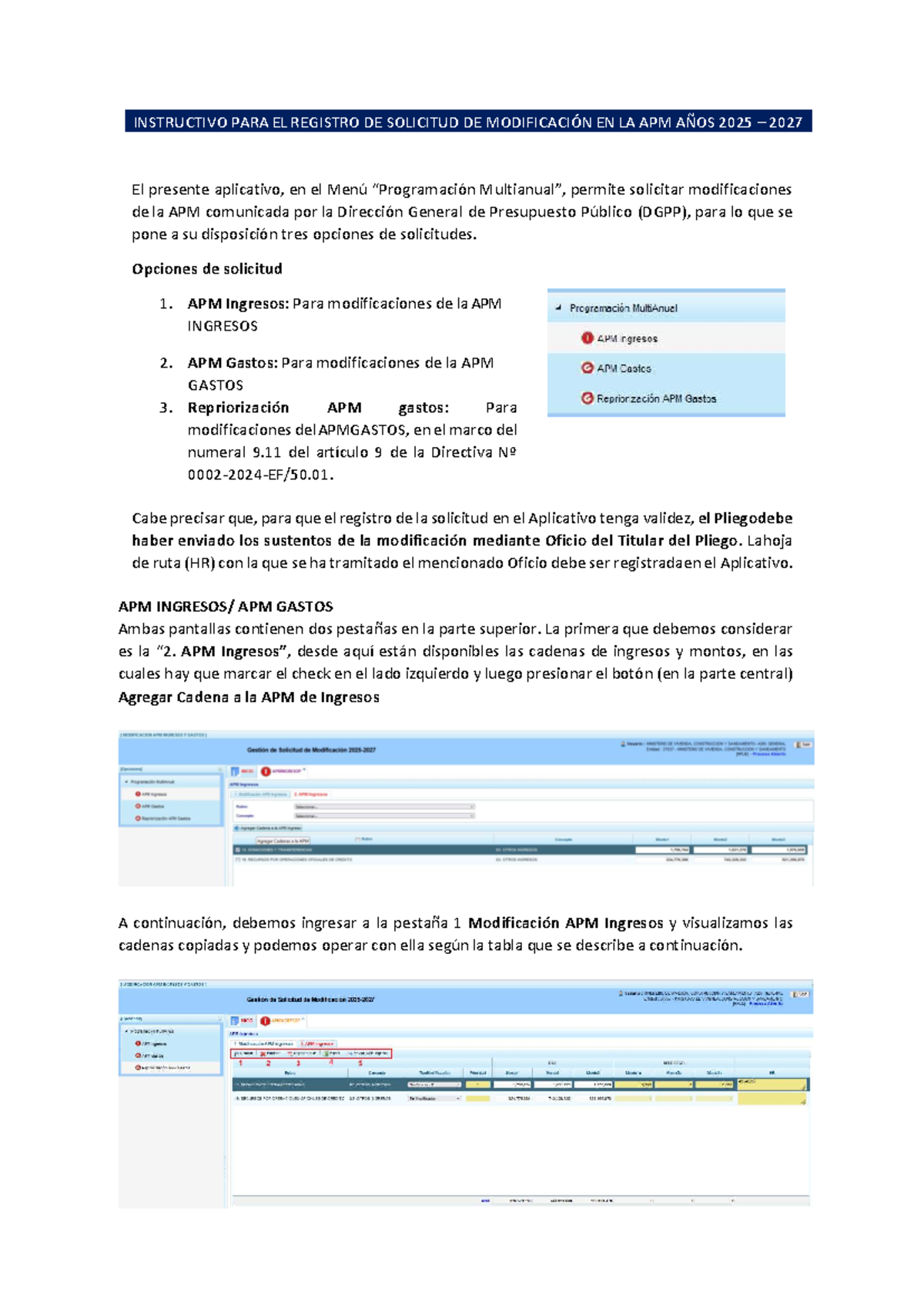 Guía para el Registro de Solicitudes de Modificación APM 2025-2027 ...