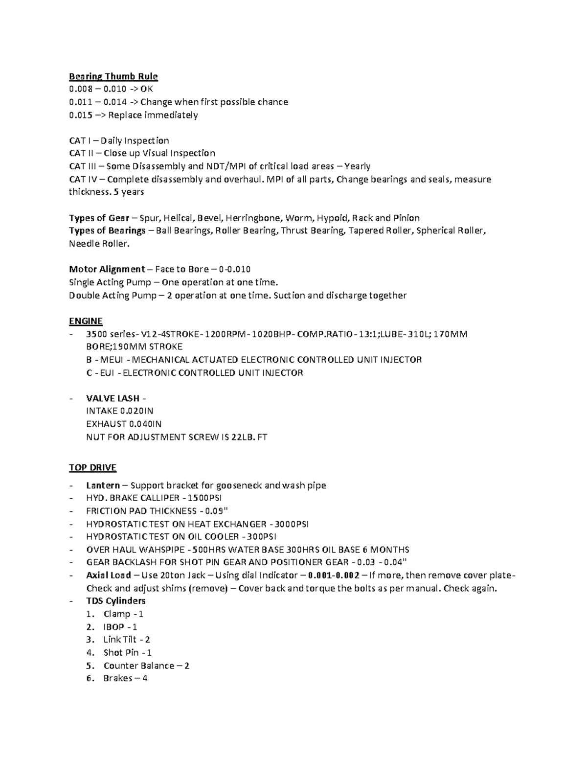BIjosh Notes 3: Gear and Bearing Inspection Guidelines - Studocu