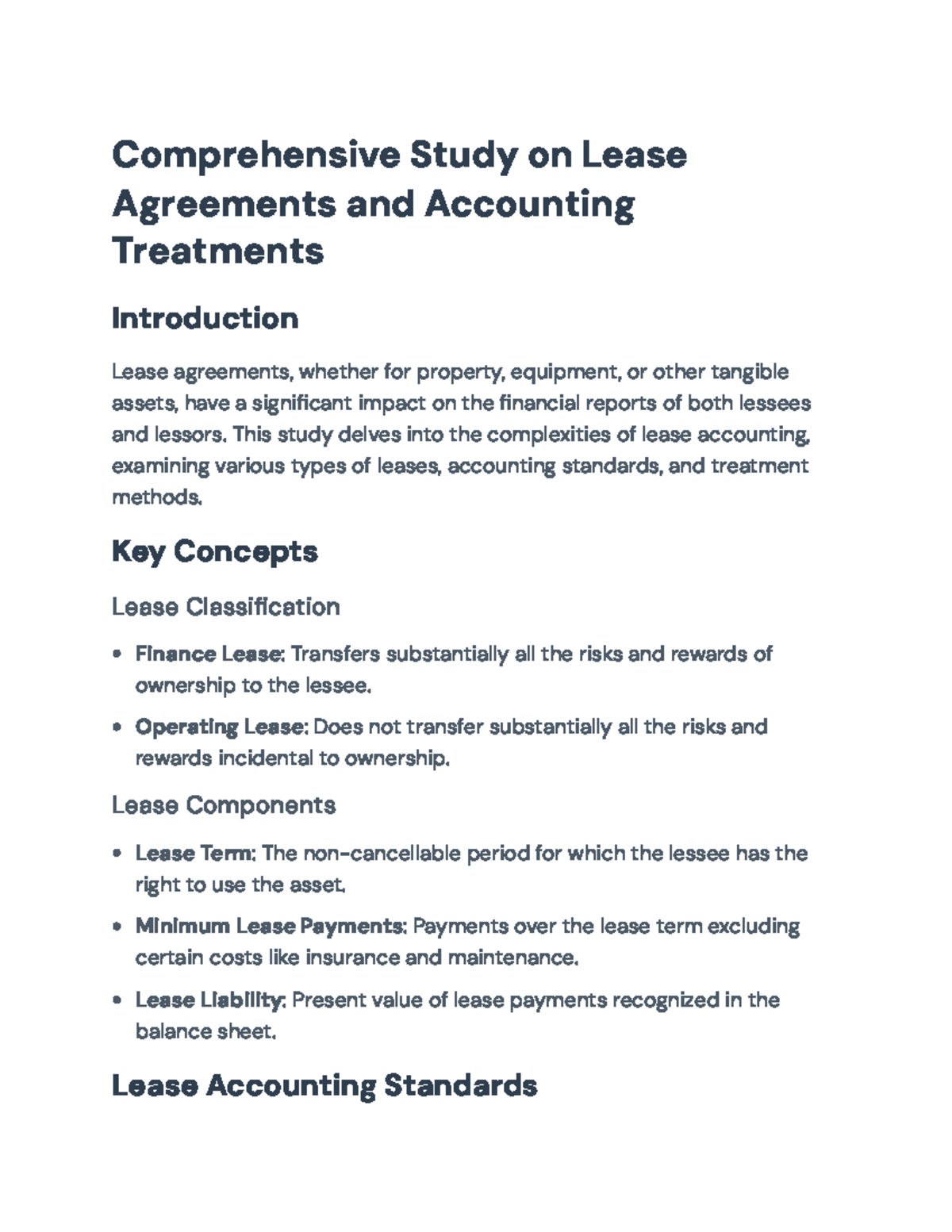 Comprehensive Study on Lease Agreements & Accounting (ACC 101) - Studocu