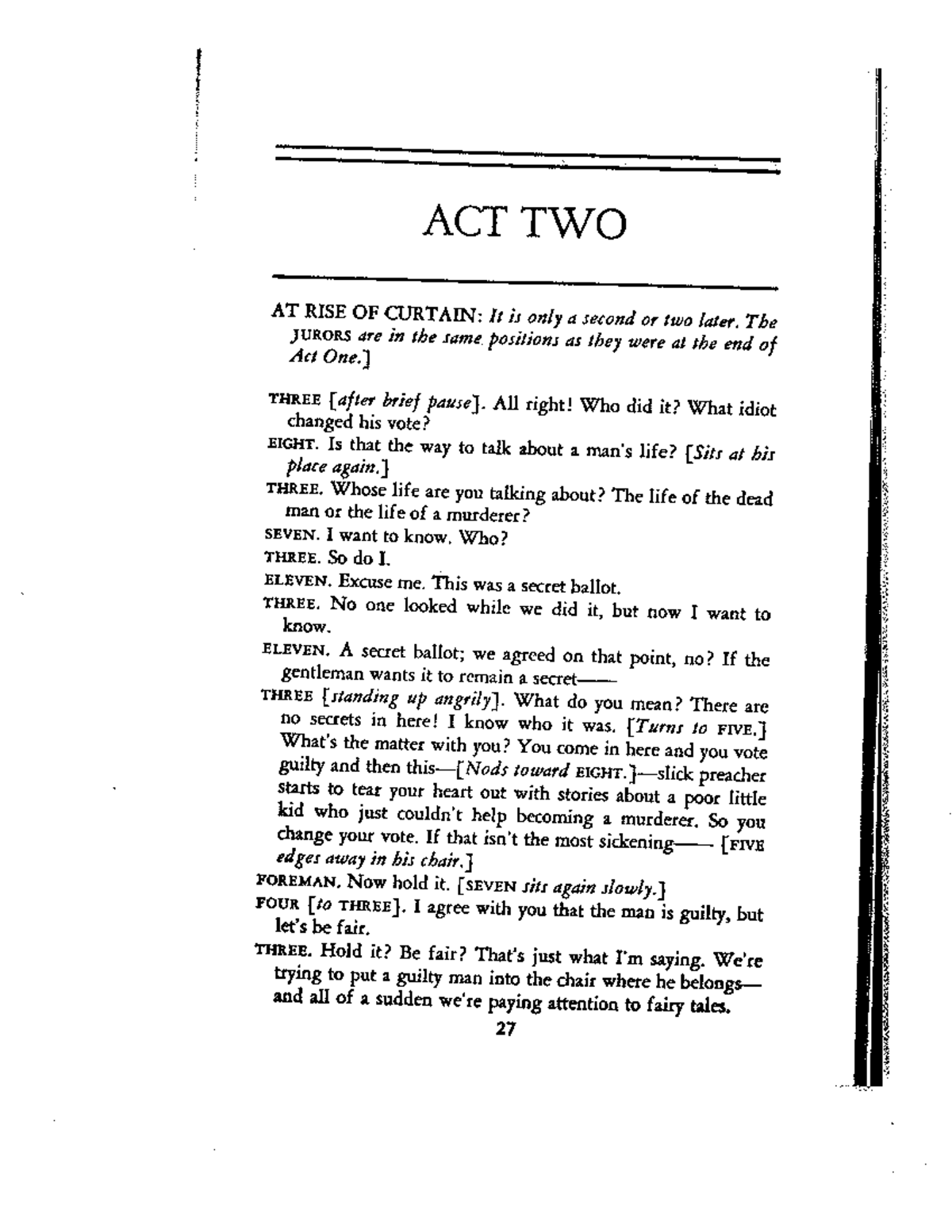 12 Angry Men: Act II Script Analysis and Discussion - Studocu