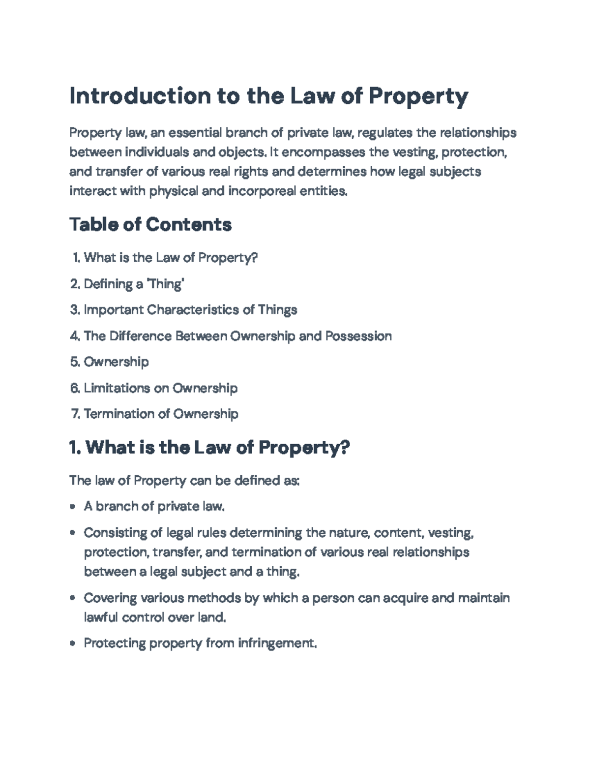 Introduction to the Law of Property (Final Notes) - Introduction to the ...