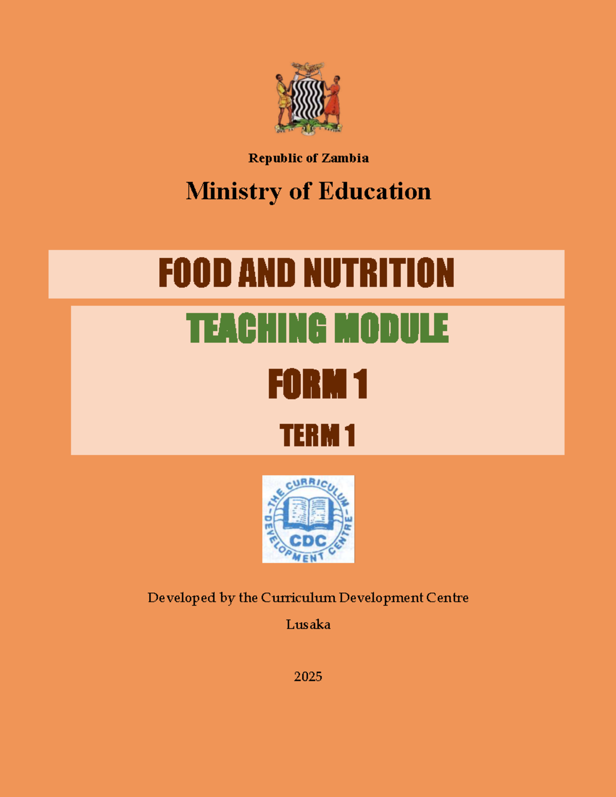 FOOD AND NUTRITION TEACHING MODULE FORM 1 TERM 1 - Studocu