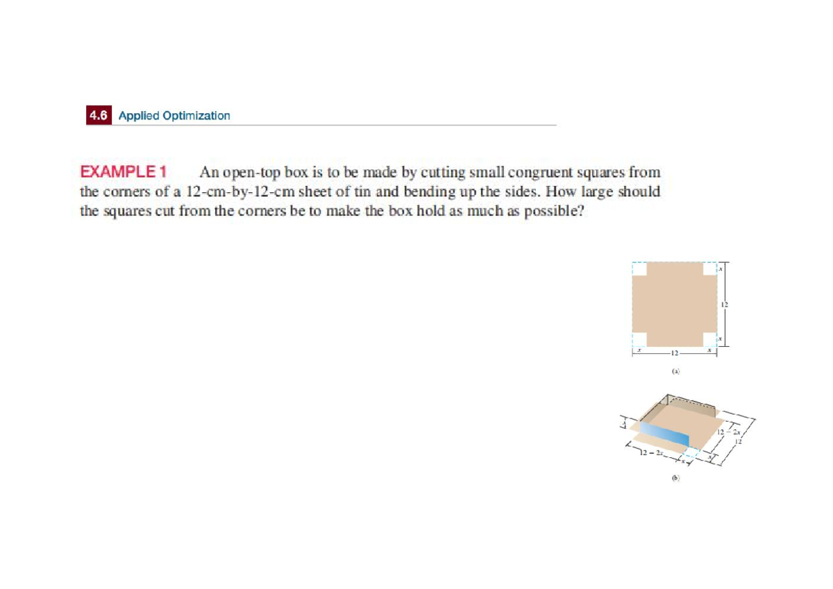 4.6 Applied Optimization: Maximizing Box Volume and Area Calculations ...