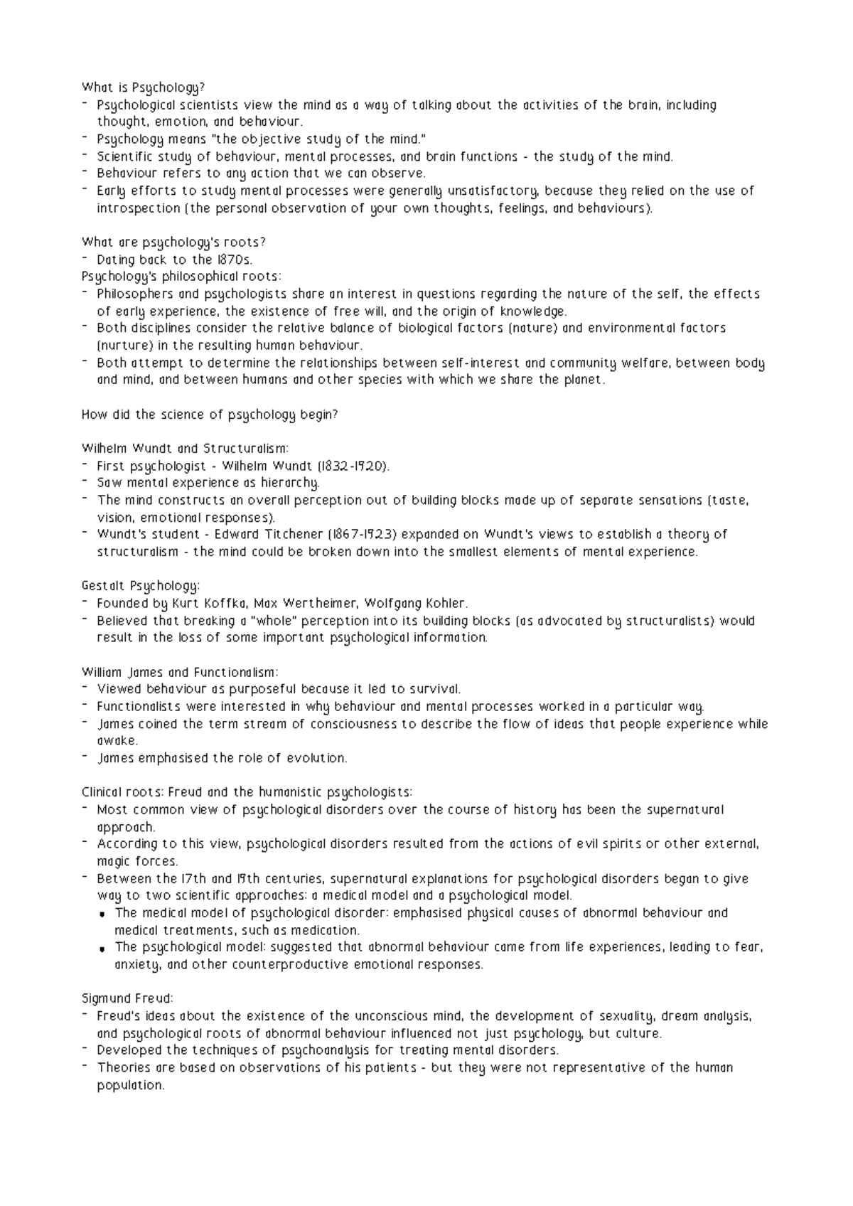 LU1 Study Notes PSYC5111 Chapter 1: Introduction to Psychology Concepts ...