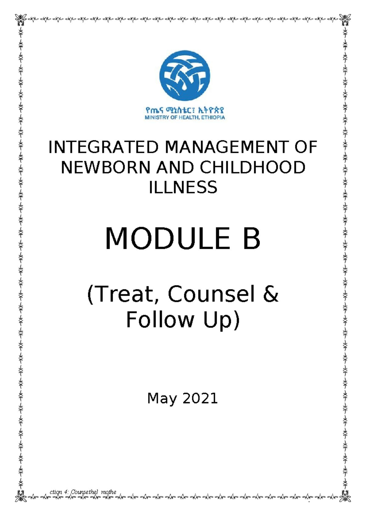 IMNCI Module B: Integrated Management of Newborn & Childhood Illnesses ...