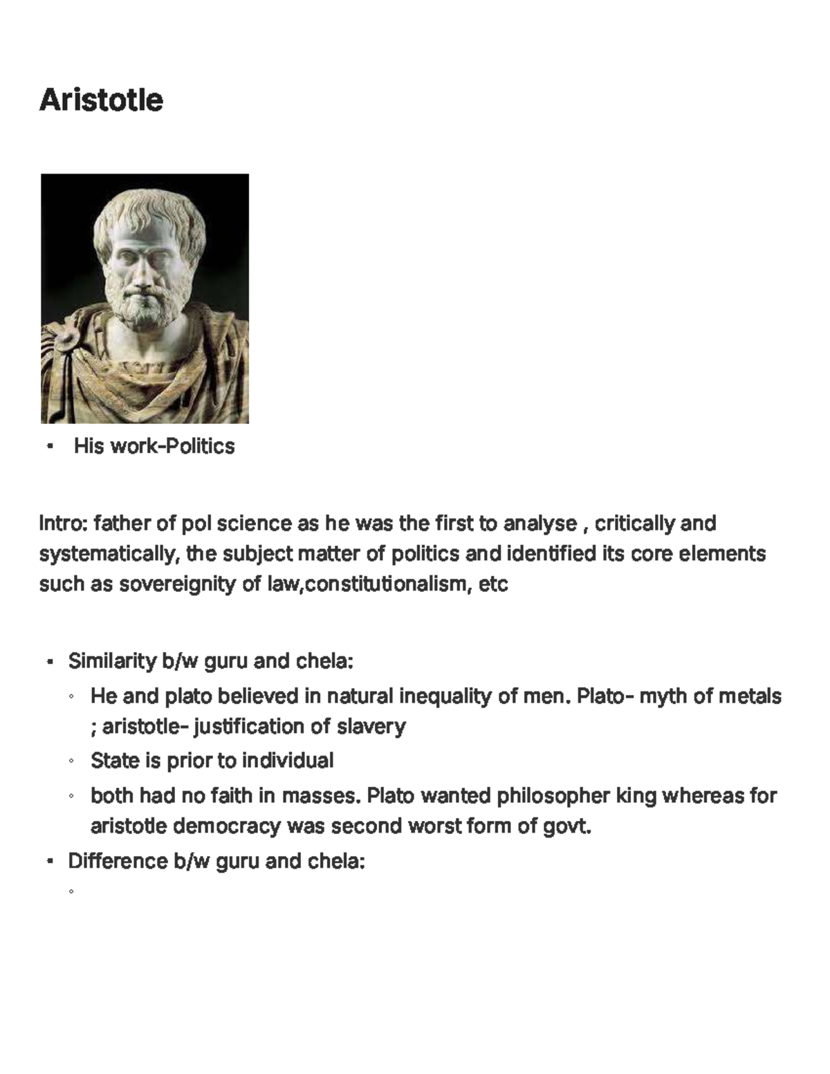 Aristotle's Political Philosophy: Insights & Critiques (POL 101) - Studocu